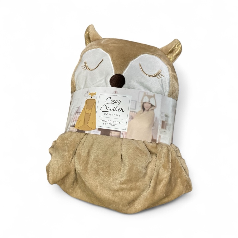 COZY CRITTER CO Fox Hooded Plush Blanket - Kids One Size